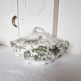 Antique Doulton Brurslem English Porcelain Tureen with Rose and Waratah Pattern from 1920
