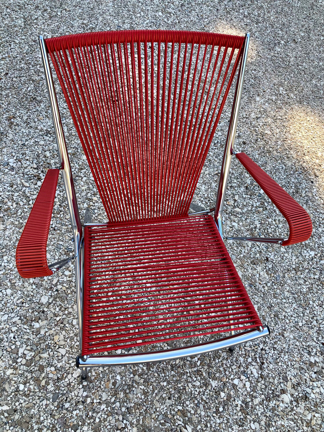 Scoubidou and chrome armchair 1970