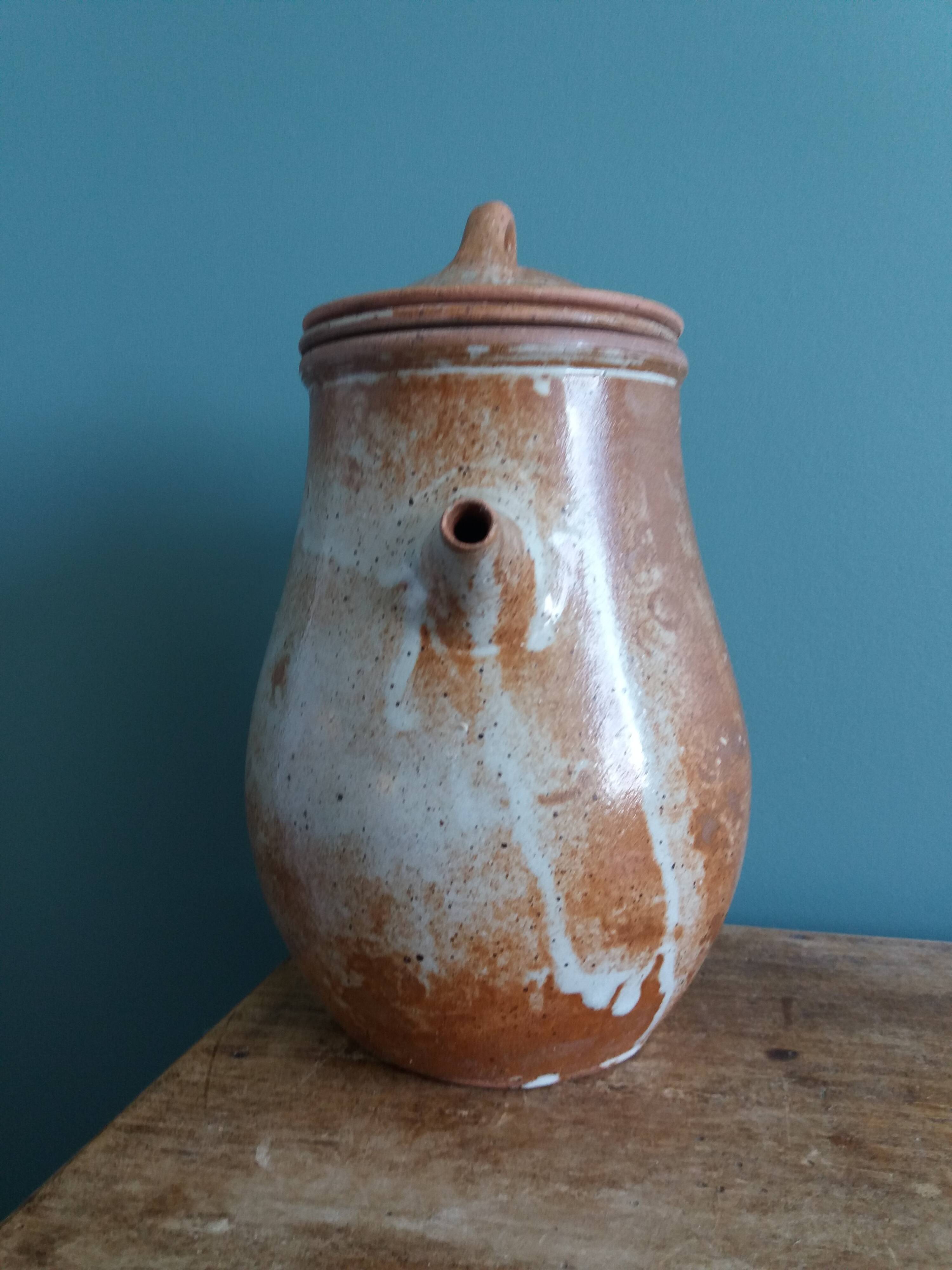 Puisaye stoneware filter teapot, Mallet pottery