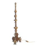 Solid bronze lamp, tripod base with scrolls, neo-gothic style, late 19th century