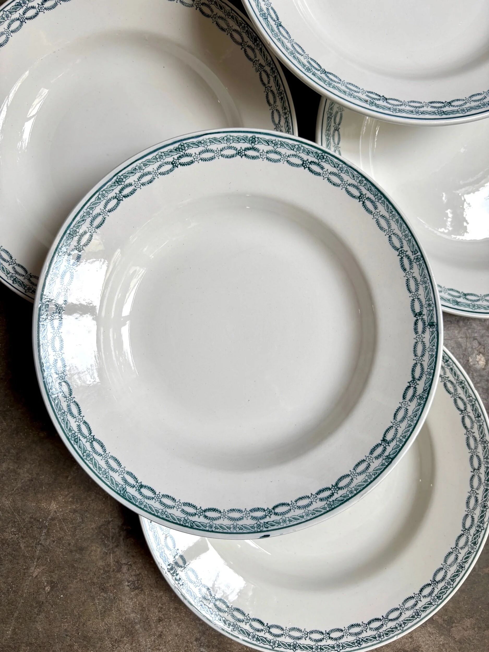 6 deep plates St Amand in blue ironstone