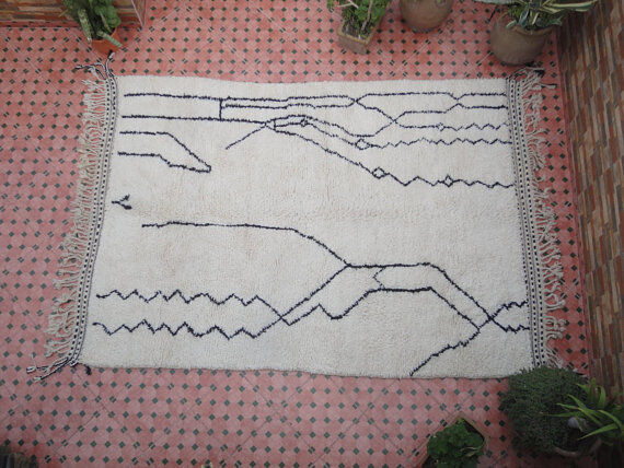 Wool vintage Beni Ouarain carpets Moroccan berber 283 x 192 cm