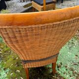 Paire de Chaises Vintage en Rotin & Bois Massif – Ambiance Bohème Chic