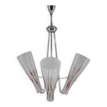 1970s Glass Chandelier , Czechoslovakia