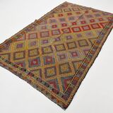 5x8 Yellow & Red Handmade Kilim Rug, 150x247Cm