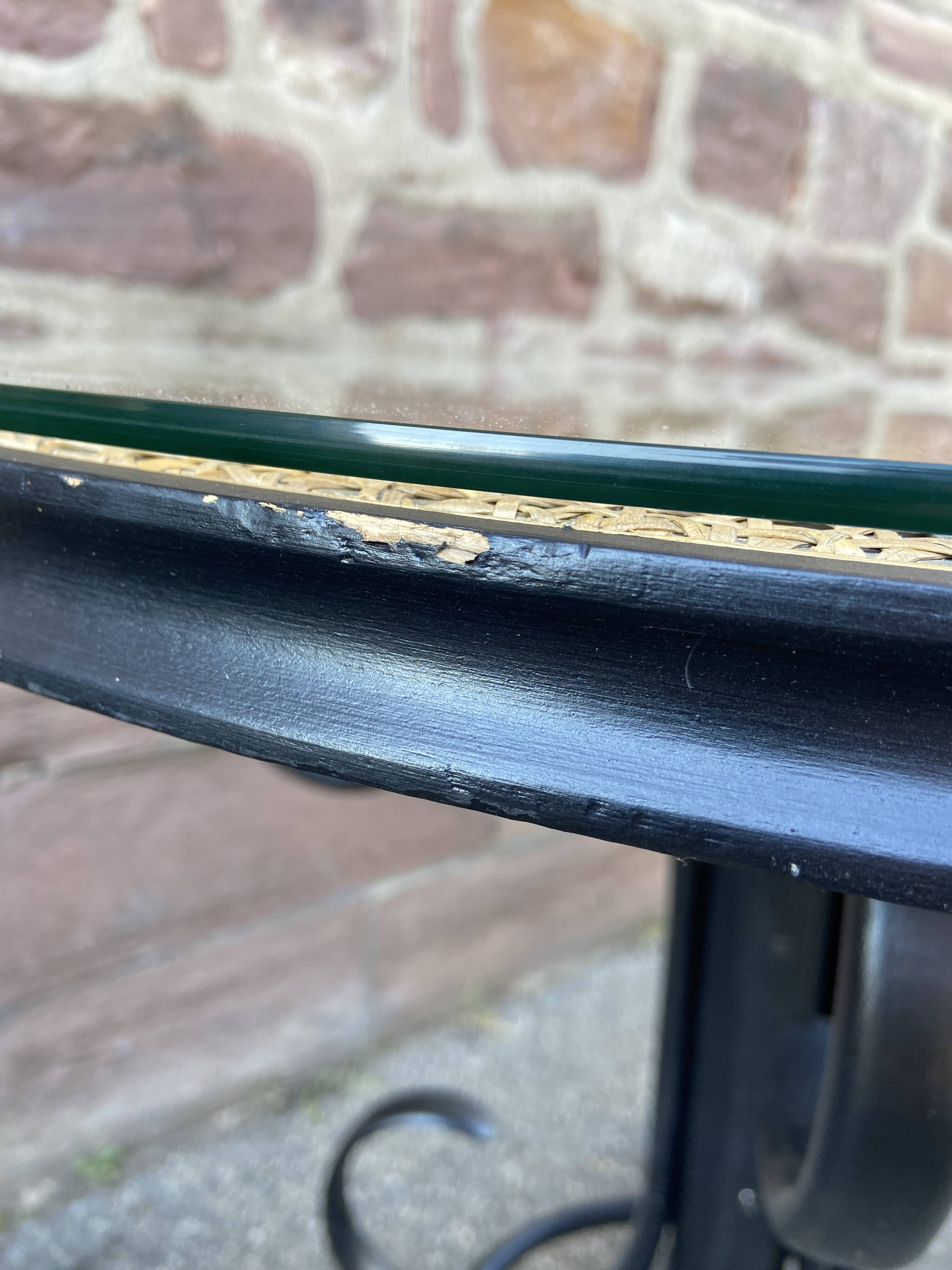 Side table table central foot pedestal table Art Nouveau style curved wood 1980s