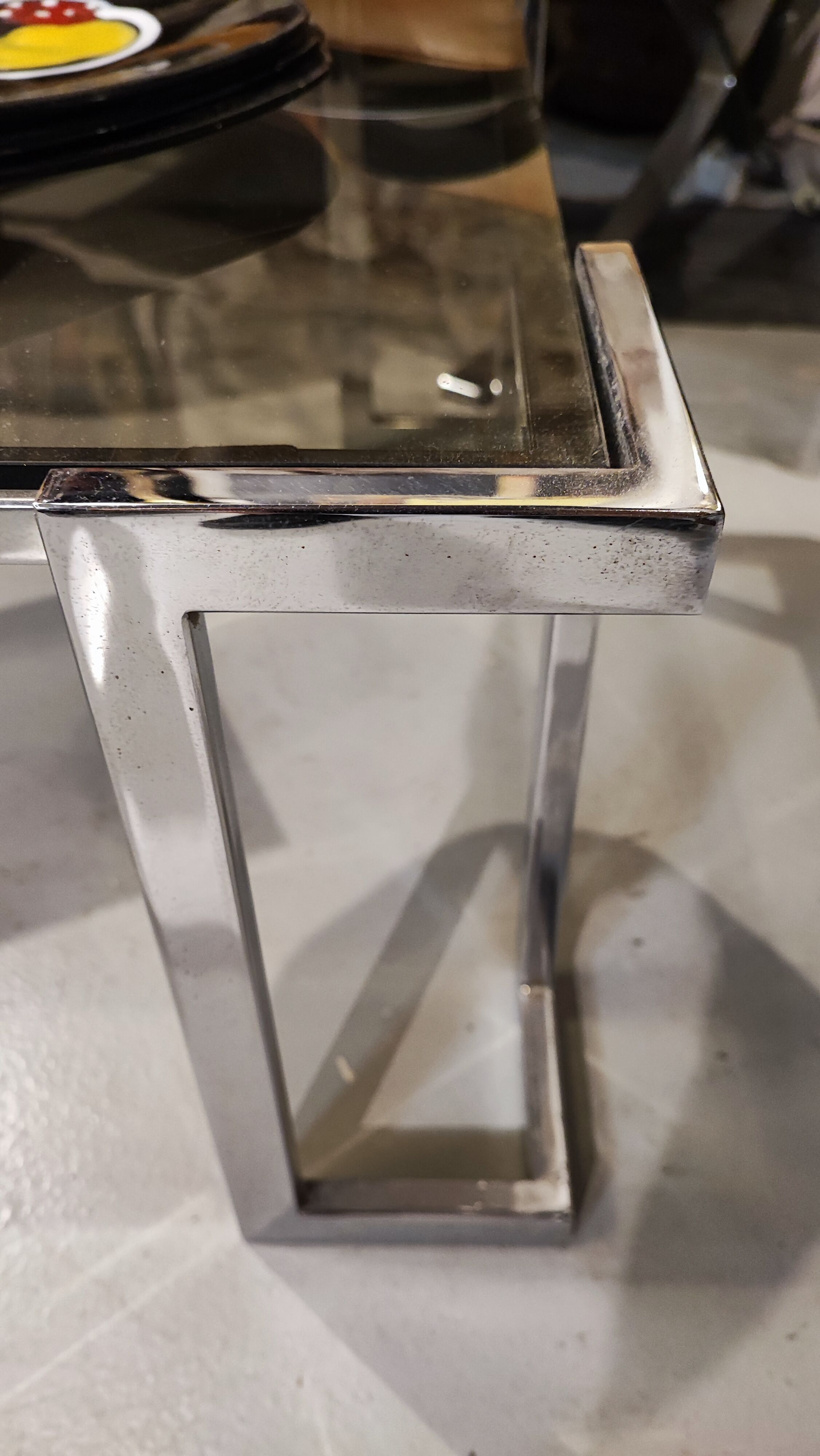 Vintage glass and chrome coffee table 1970