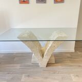 Dining table Stones Deco “Cadiz” glass and stone - Very good condition