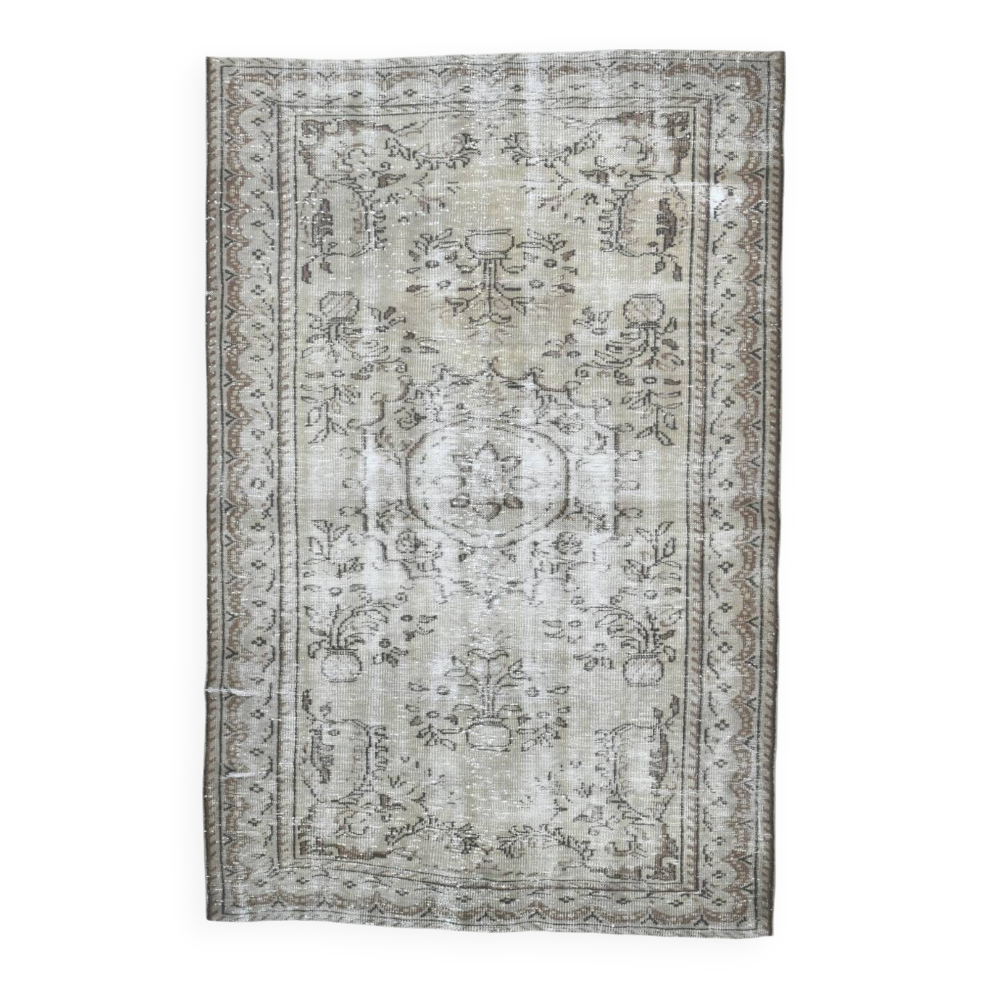 5x8 Beige Brown Floral Persian Area Rug, 168x257Cm SK 7059