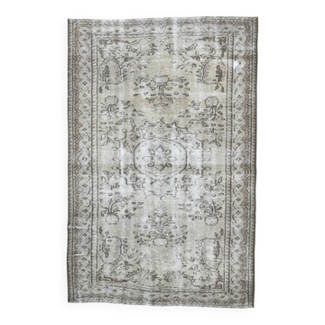 Tapis persan à motif floral beige et marron, 5 x 8, 168 x 257 cm, SK 7059