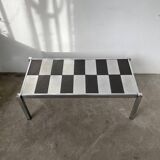 70s chrome and slate coffee table