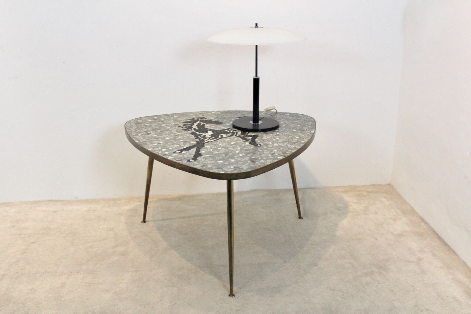 Mosaic and brass coffee or side table by Berthold Müller, 1960s