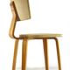 Vintage set of two Cor Alons chairs – bent plywood & blue and cream skai upholstery – 1950s Dutch design