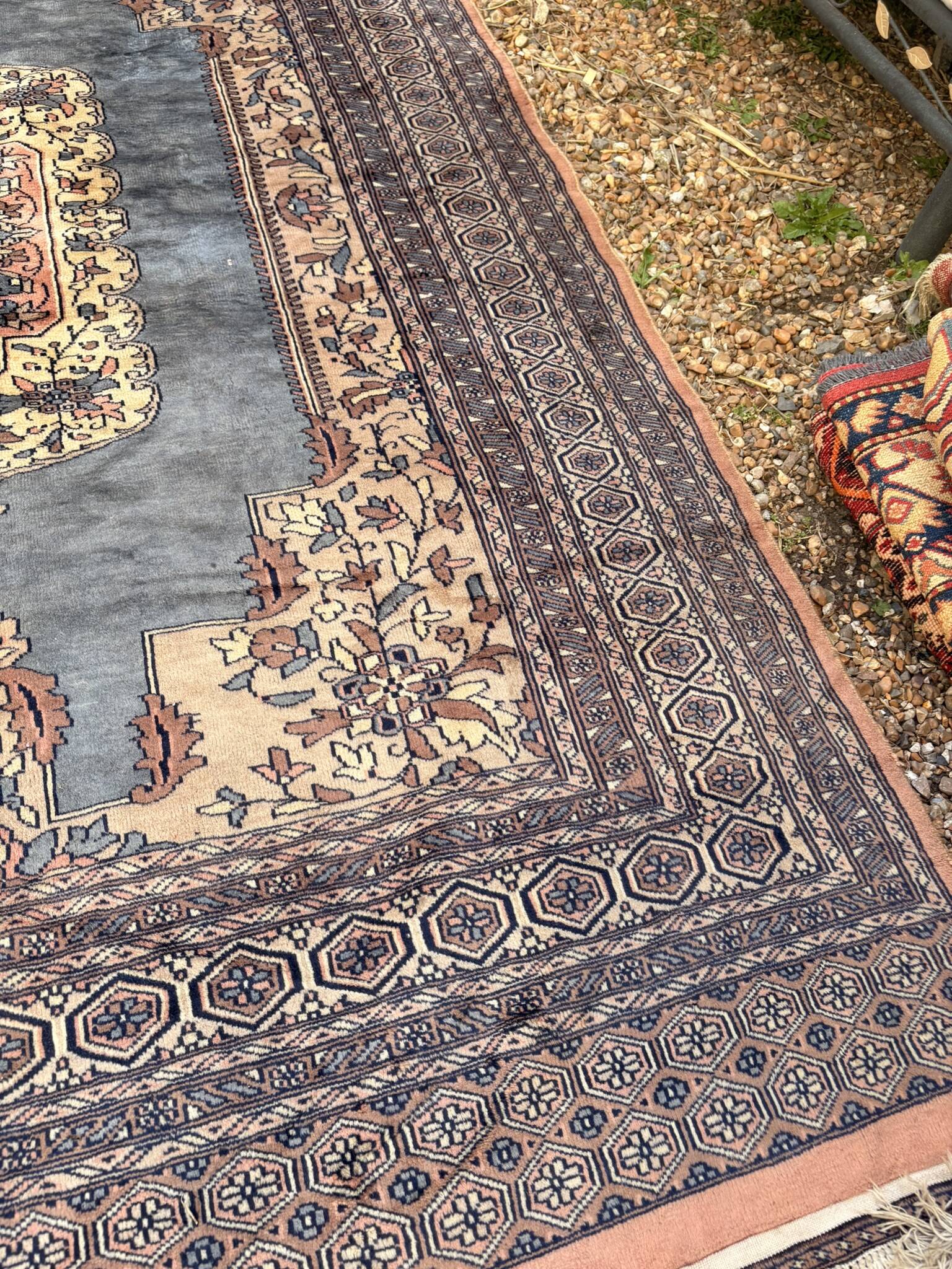 Vintage Persian Moud Carpet Handwoven Wool 240x160 Iran Oriental Old Salon