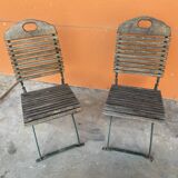 4 folding chairs vintage terrace bistro 60s in metal & wood