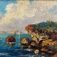 Tableau HST Marine with sailing boats by the seaside early 20th century signed