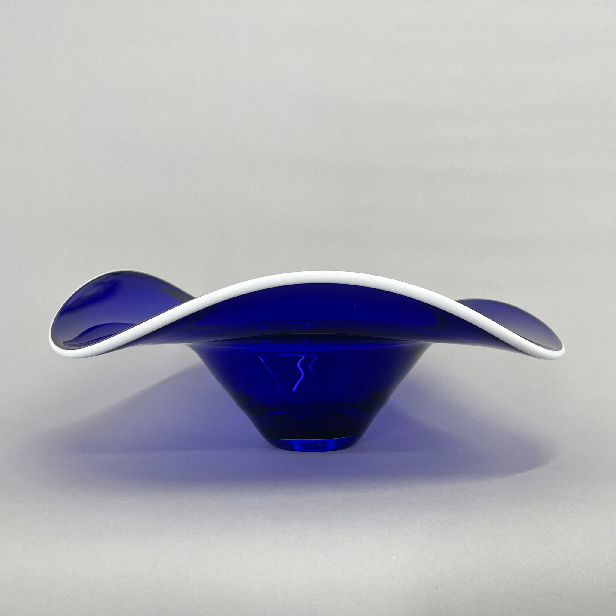Mid-century Blue Glass Bowl, Czechoslovakia