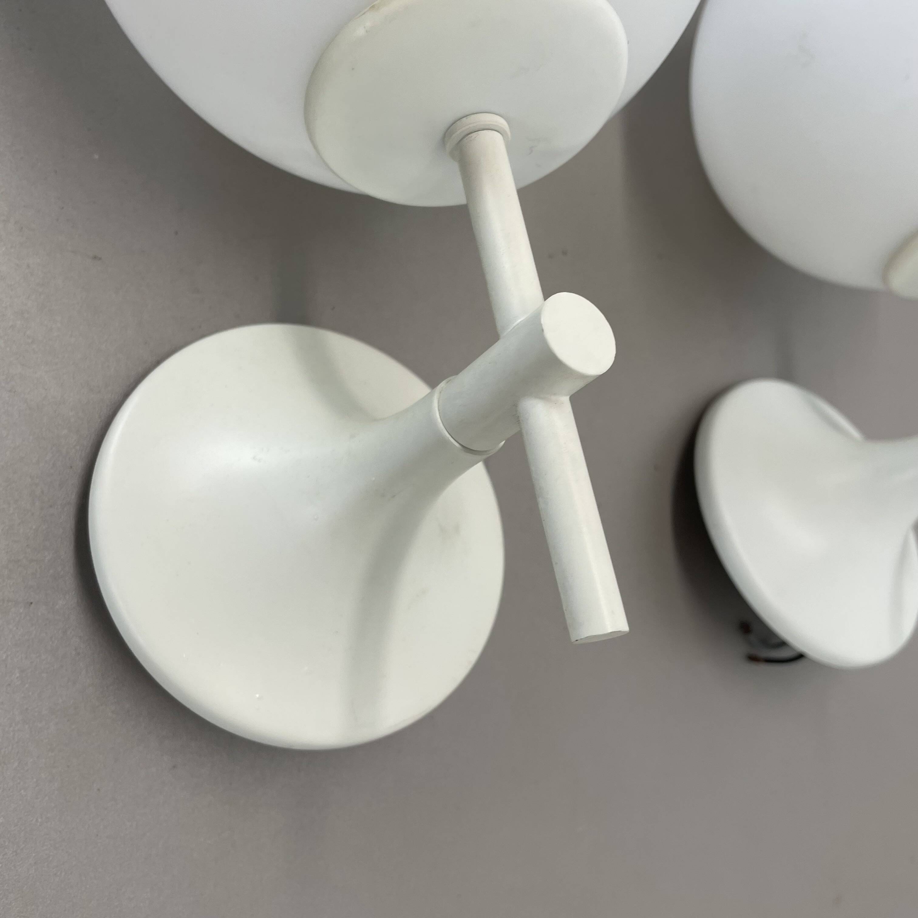 Set of Two white Ball Wall Lights by E. R. NEELE for Temde, Switzerland, 19