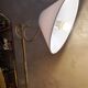 Floor lamp hammered iron 1960 painted patinated gold, adjustable 180cm to 150cm