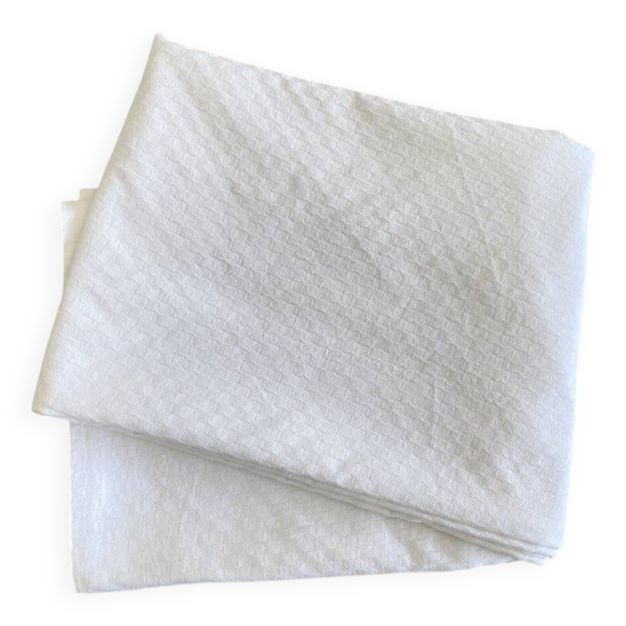 Large damask tablecloth with small squares - 12 place settings - 220x150 cm - cotton