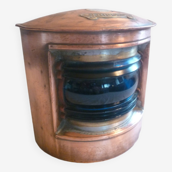 lantern lantern in copper and blue curved glass nautical object