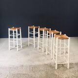 Rustic Handcrafted High Stools, France, 1940s, Set of 5