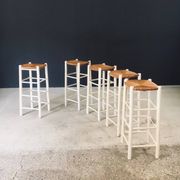 Rustic Handcrafted High Stools, France, 1940s, Set of 5
