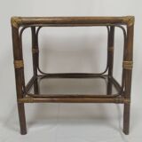 Rattan and glass coffee table