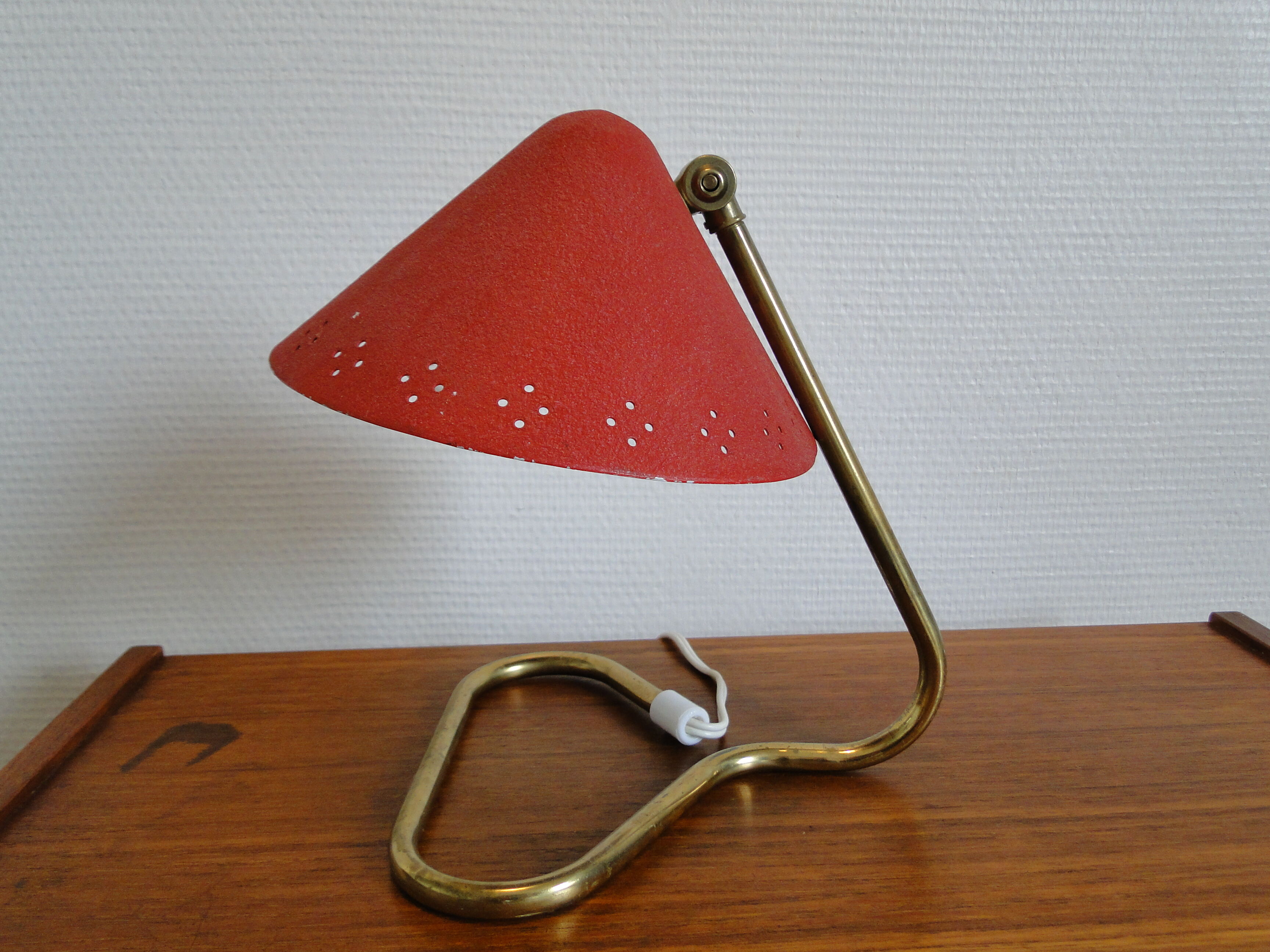 Vintage bedside lamp red 1950