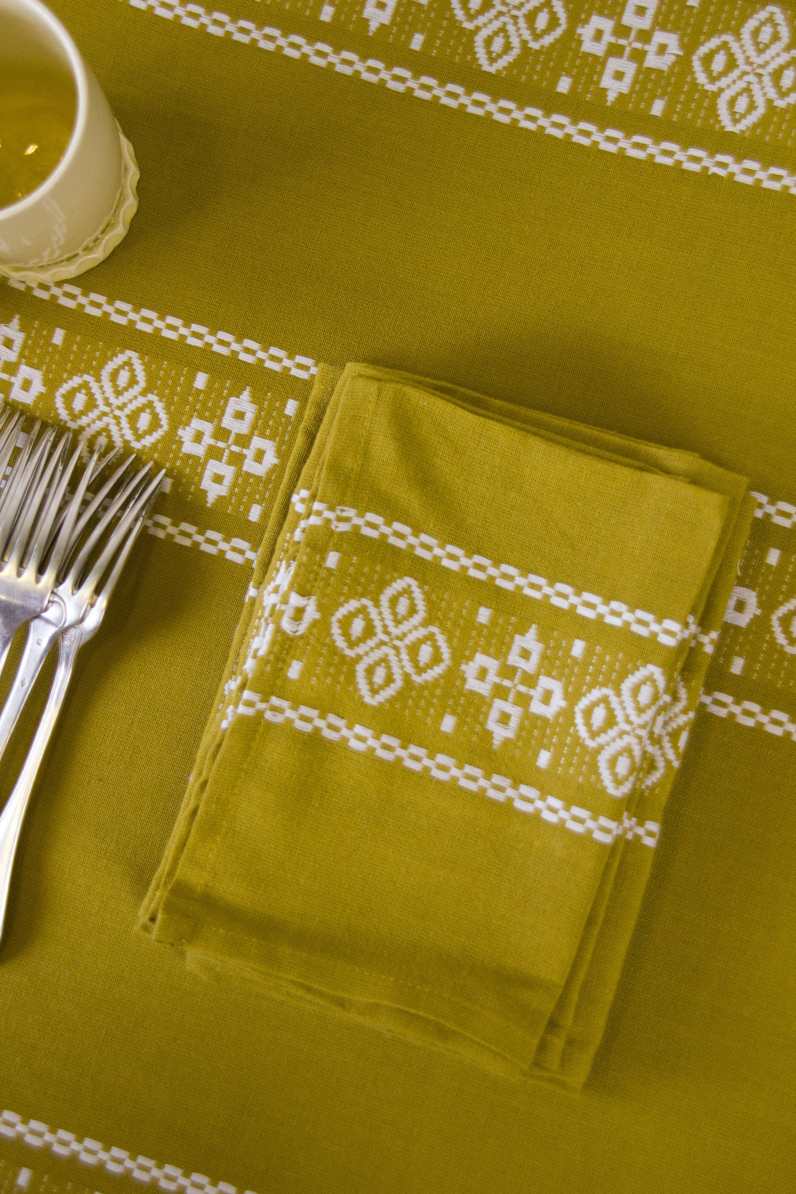 Basque pattern tablecloth, mustard