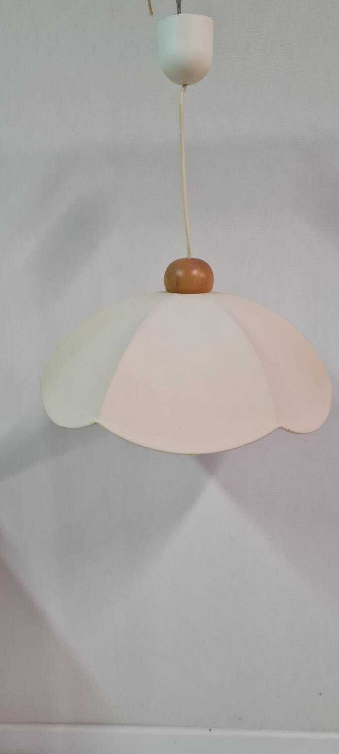 Cotton and wood pendant light