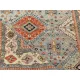 Modern Hand-Knotted Wool Area Rug for Living Room, Blue Geometric Medallion Design Carpet