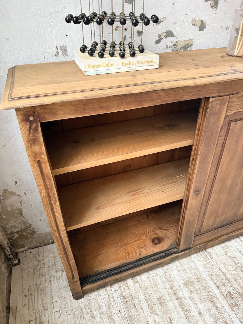 XL oak workshop sideboard with sliding doors from 1900