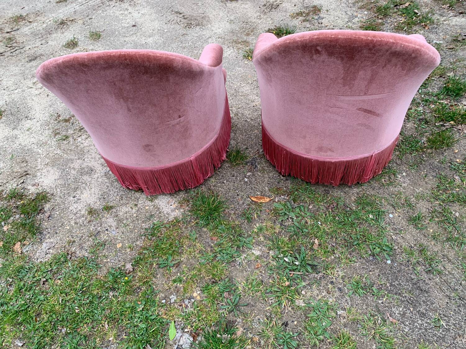 Pair of 1950s toad armchairs