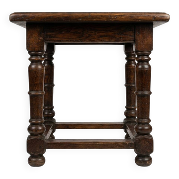 Antique solid oak table – Turned baluster legs and stretcher, style