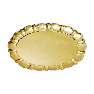 Plateau ovale suédois en laiton par Lars Holmström, Arvika années 1950