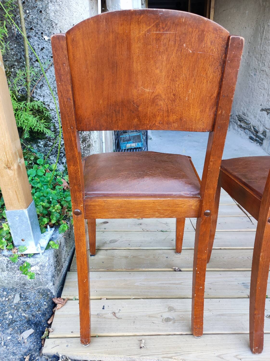 Set of 6 STELLA chairs, Art Deco, leather seat