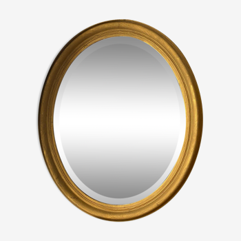 20th century golden oval mirror