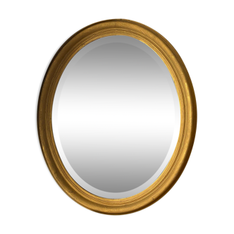 20th century golden oval mirror