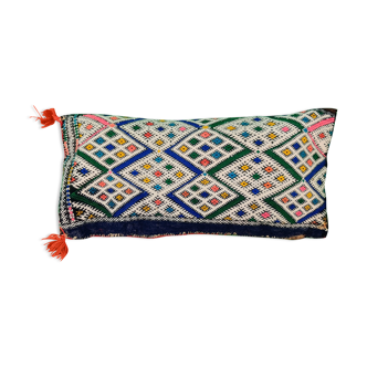 Coussin berbère Kilim à 2 pompons