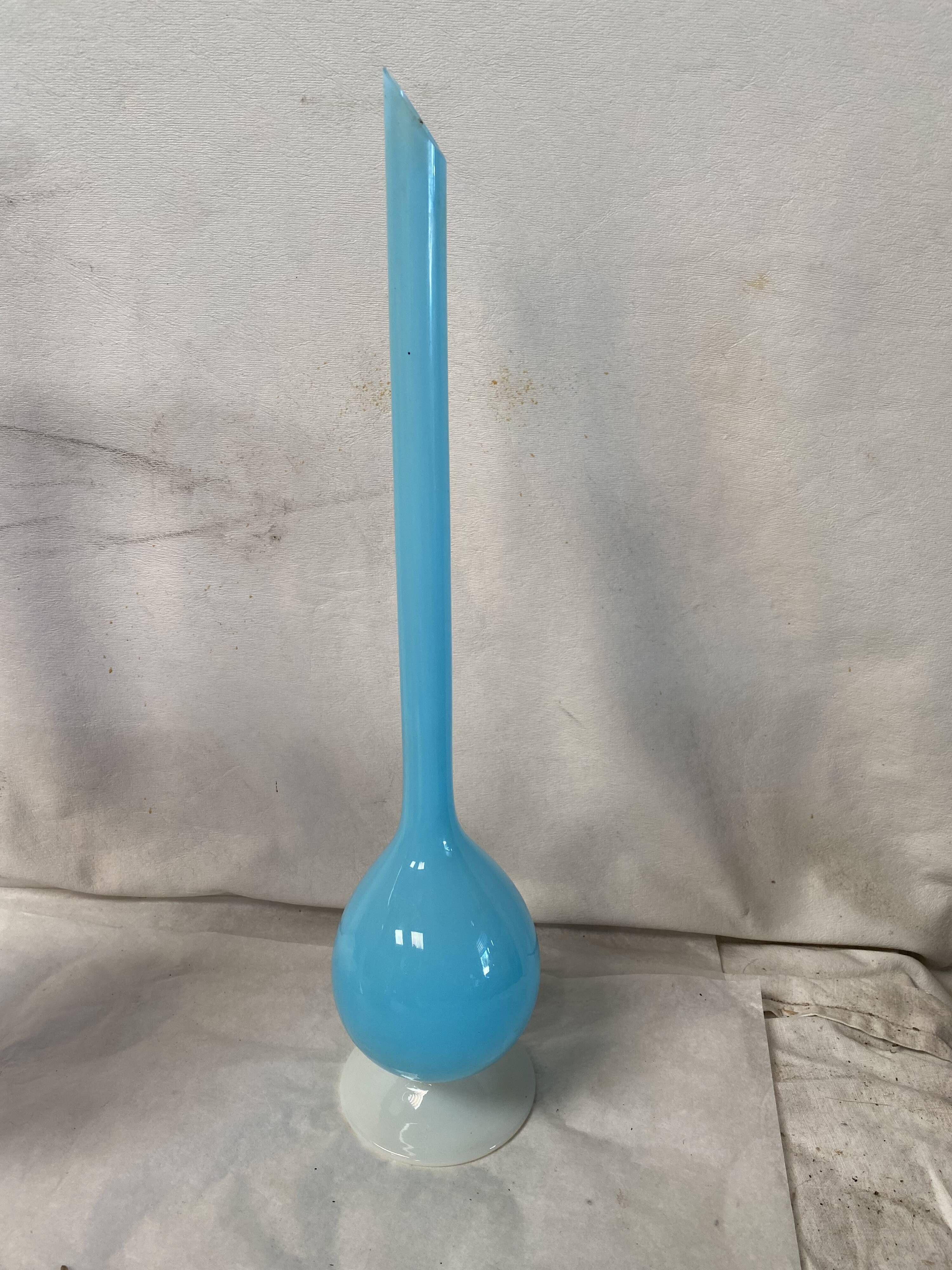 Vintage blue opaline vase