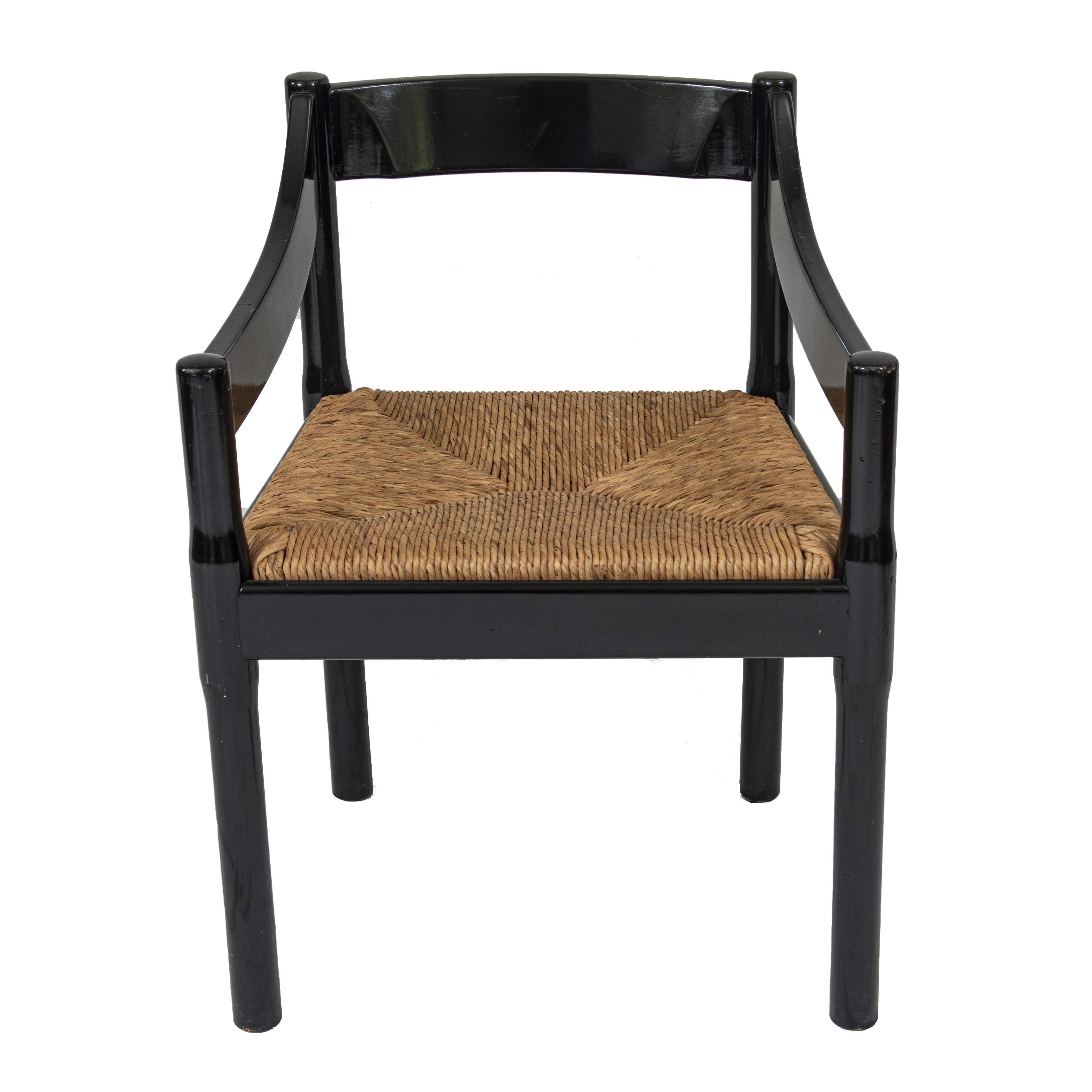 Set of 4 vintage Carimate armchairs by Vico Magistretti for Cassina, Italy 1960s