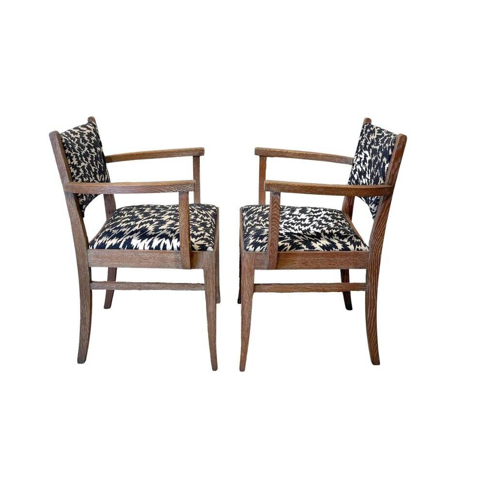 Art Deco Armchair in Limed Oak by De Coene Fères, 1935