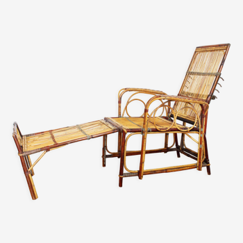 Armchair in rattan and bamboo