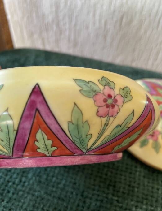 Bonbonnière Art Déco 1920- 1930 Porcelaine de Limoges peinte à la main
