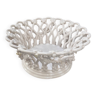 Woven ceramic fruit bowl