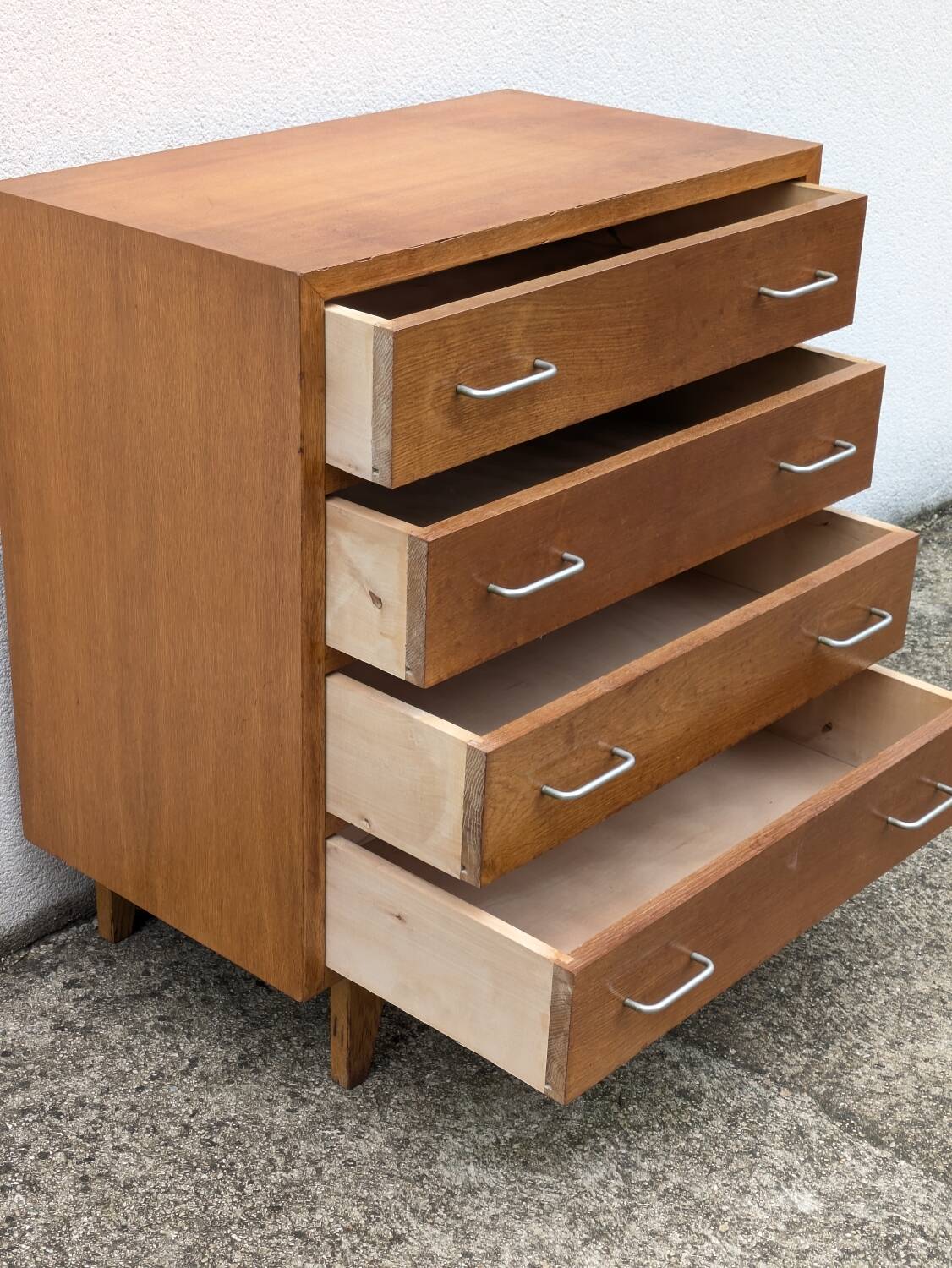Vintage 1960s chest of drawers with compass foot