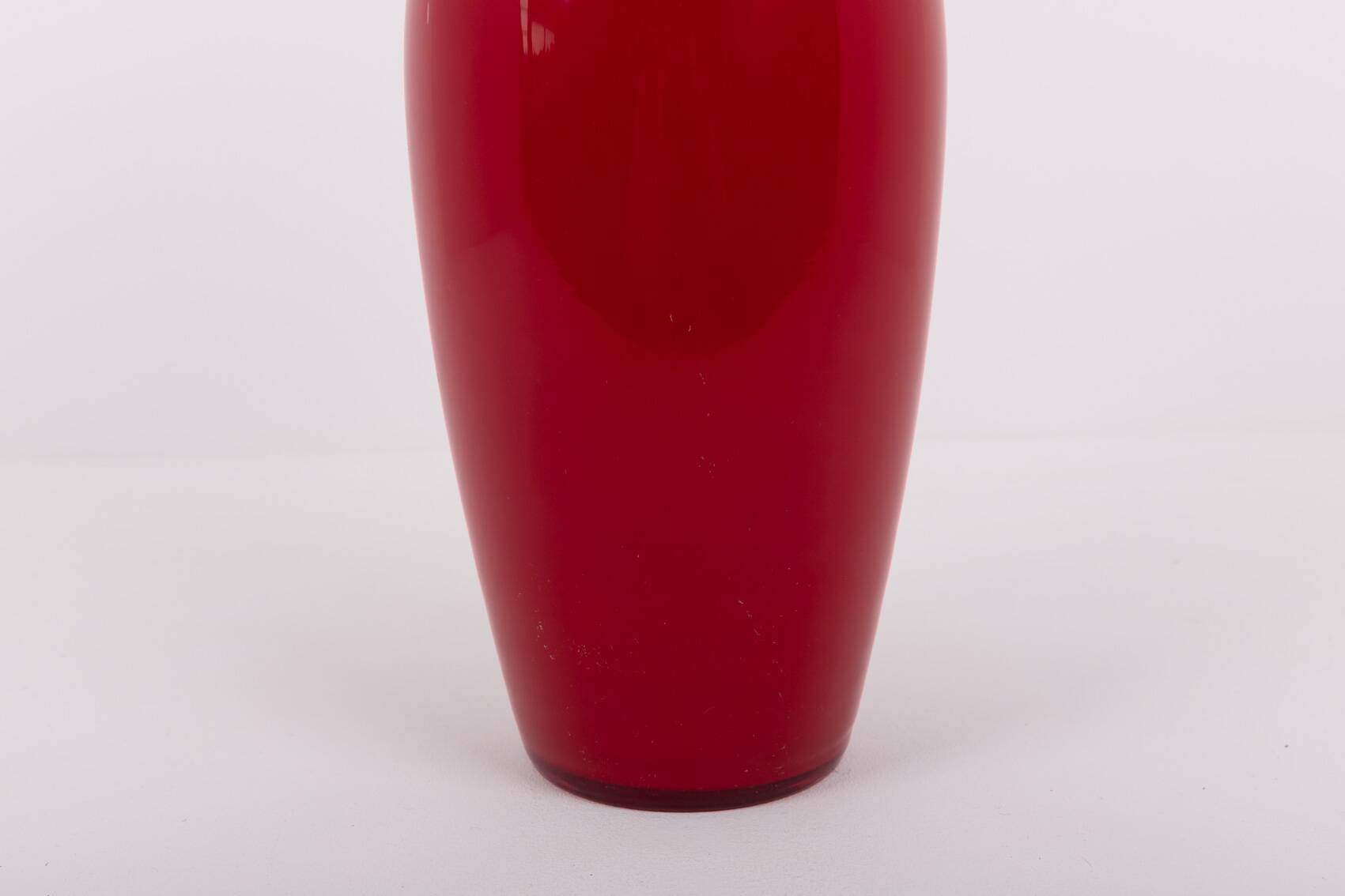 Opalino red vase by Venini