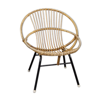 Fauteuil en rotin Dutch Design 1960