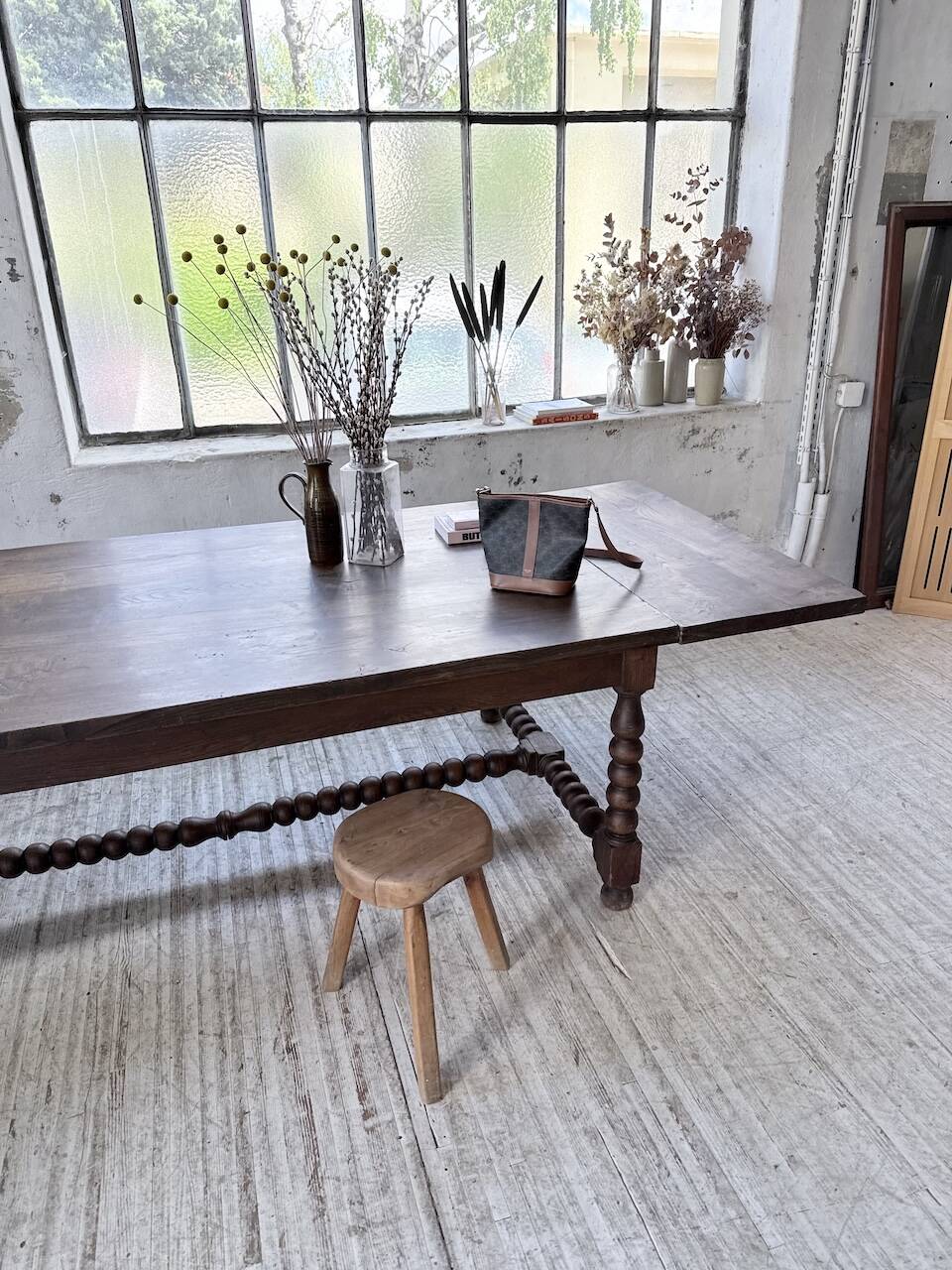Solid oak table 1900 drapery style XL 280cm with extensions
